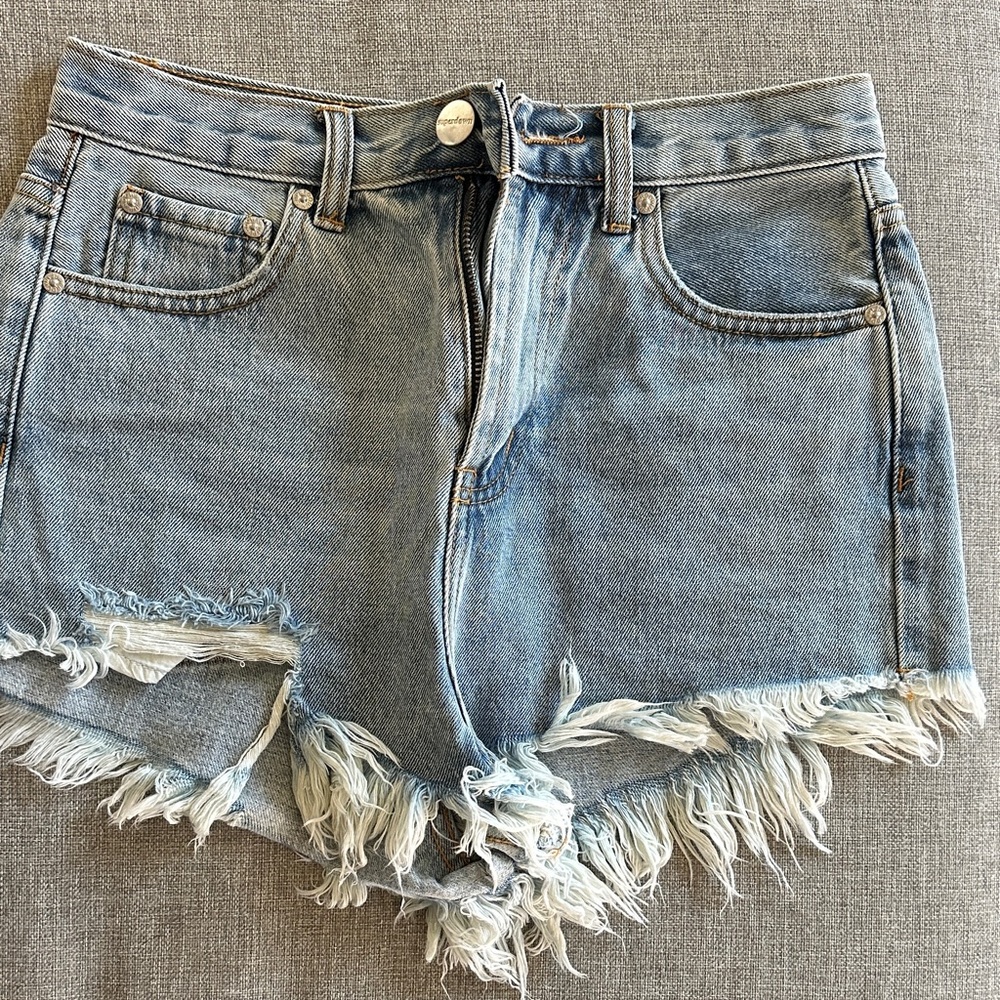 superdown Blue Frayed Jean Shorts